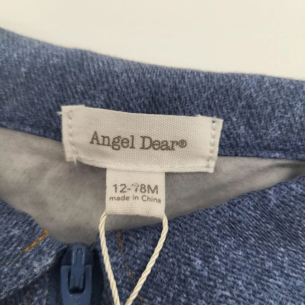 Angel Dear Baby 12-18M Zip One Piece Faux Denim Style Retro Coverall Jumpsuit - Picture 4 of 5